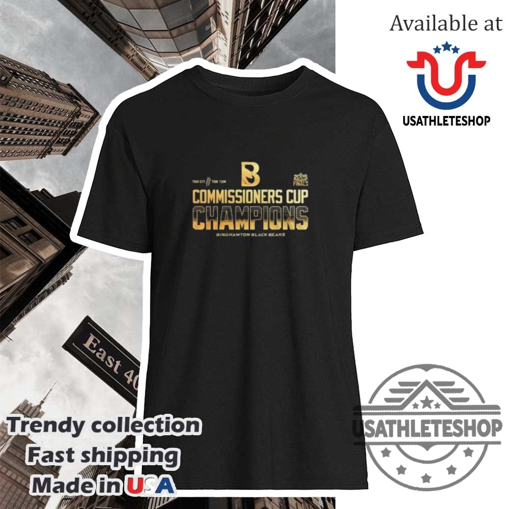 "Top New York T-Shirts: Yankees & Knicks Logo Tees Collection" 32 Binghamton Black Bears 2025 Cup Finals Champions Gold Shirt Black To Back