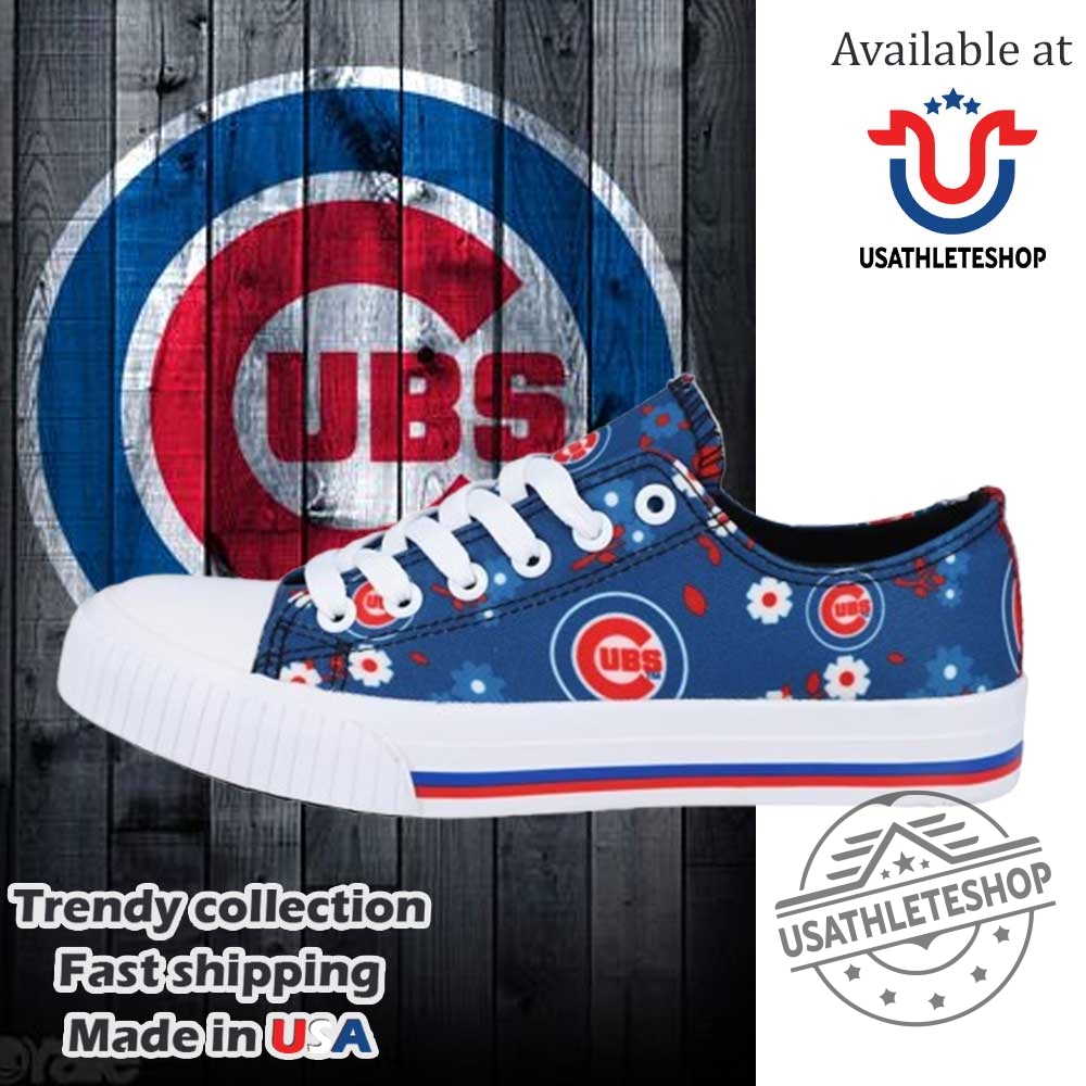 "Top Chicago Cubs Sneakers: Stylish Fan Shoes for Men & Women" 3 Chicago Cubs Flower Print Low Top Shoes Cute Baseball Fan Sneakers For Women