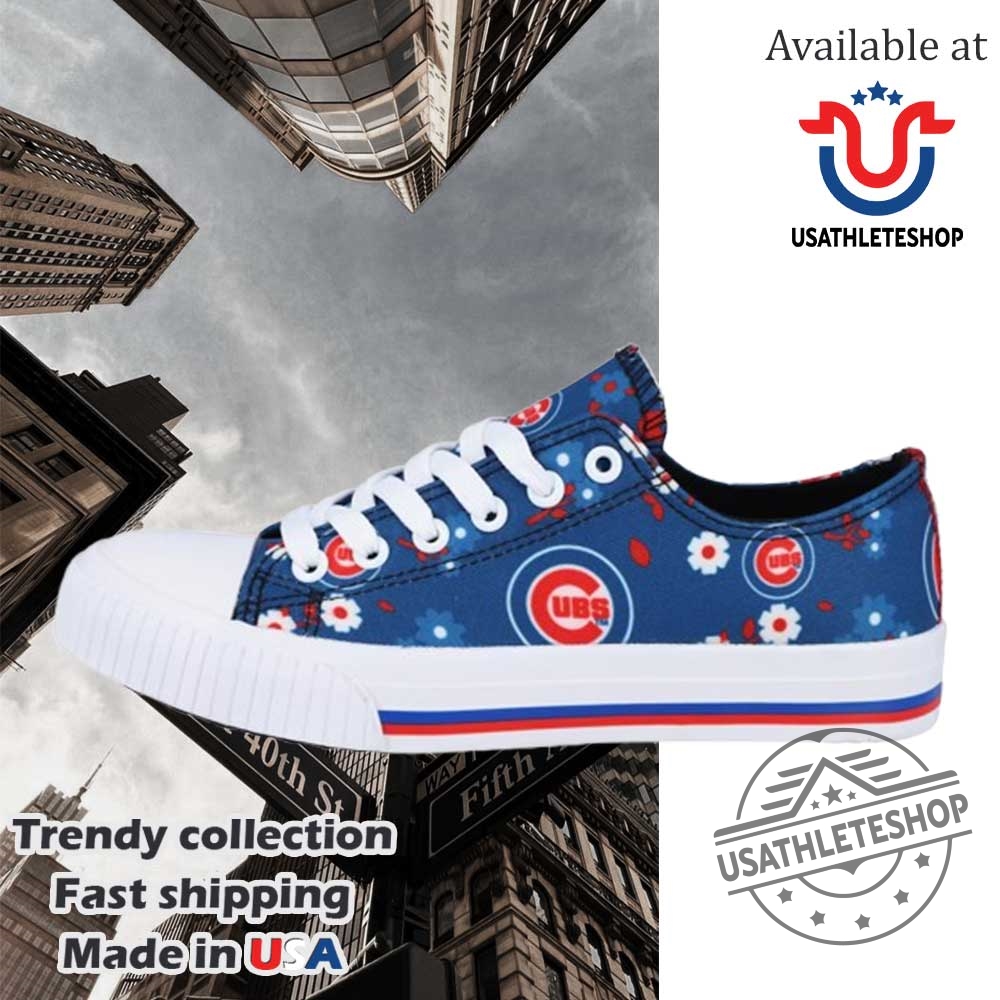 Chicago Cubs Flower Print Low Top Shoes Cute Baseball Fan Sneakers For Women 5 Chicago Cubs Flower Print Low Top Shoes – Cute Baseball Fan Sneakers for Women