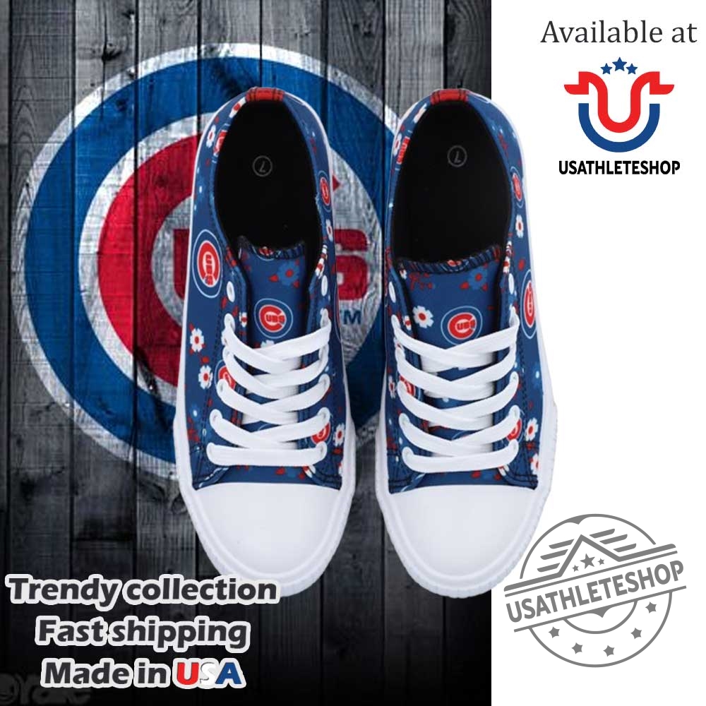 Chicago Cubs Flower Print Low Top Shoes Cute Baseball Fan Sneakers For Women 6 Chicago Cubs Flower Print Low Top Shoes – Cute Baseball Fan Sneakers for Women
