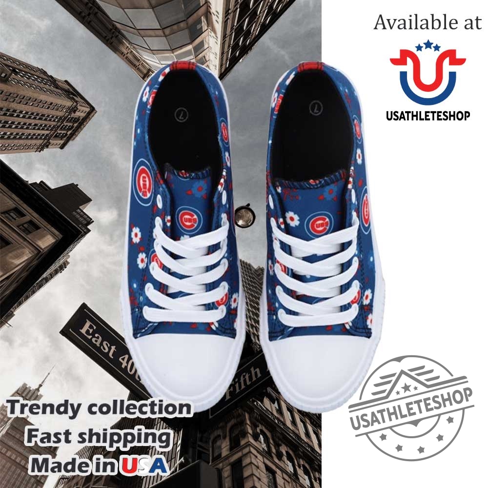 Chicago Cubs Flower Print Low Top Shoes Cute Baseball Fan Sneakers For Women 7 Chicago Cubs Flower Print Low Top Shoes – Cute Baseball Fan Sneakers for Women