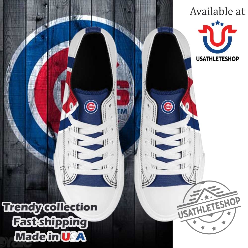 "Top Chicago Cubs Sneakers: Stylish Fan Shoes for Men & Women" 4 Chicago Cubs Platform Low Top Sneakers Bold Logo Canvas Shoes For Baseball Fans