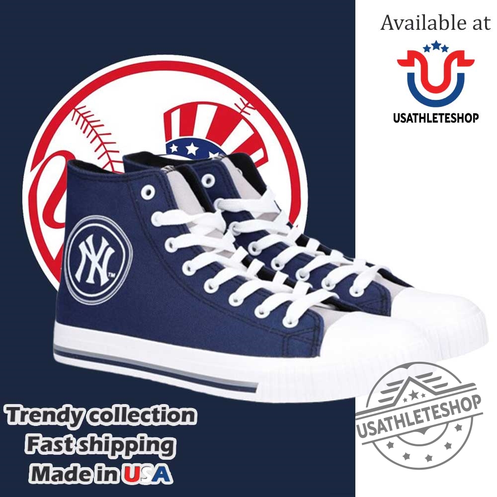 "Top Chicago Cubs Sneakers: Stylish Fan Shoes for Men & Women" 10 New York Yankees High Top Canvas Sneakers Classic Navy Baseball Fan Shoes For Men And Women