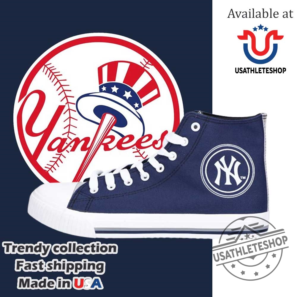New York Yankees High Top Canvas Sneakers Classic Navy Baseball Fan Shoes For Men And Women 4 New York Yankees High Top Canvas Sneakers – Classic Navy Baseball Fan Shoes for Men and Women