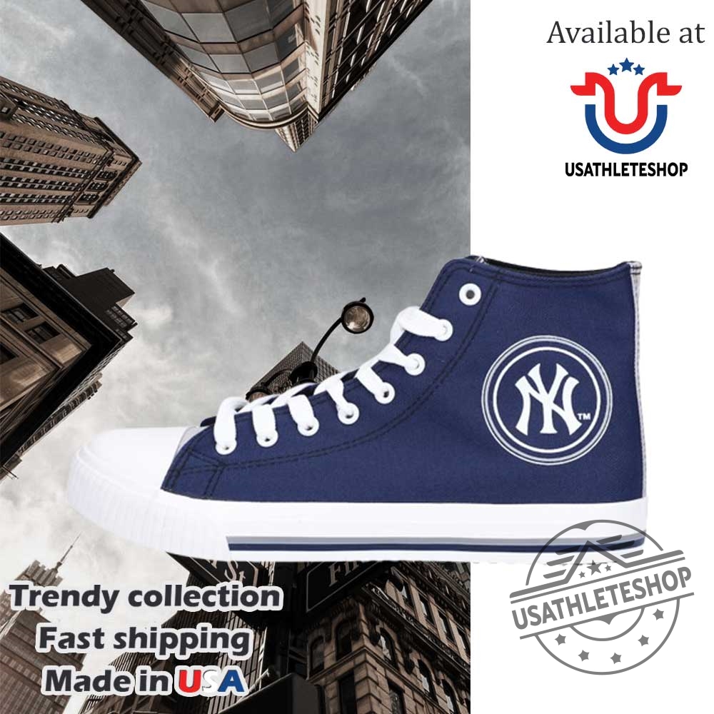 New York Yankees High Top Canvas Sneakers Classic Navy Baseball Fan Shoes For Men And Women 5 New York Yankees High Top Canvas Sneakers – Classic Navy Baseball Fan Shoes for Men and Women
