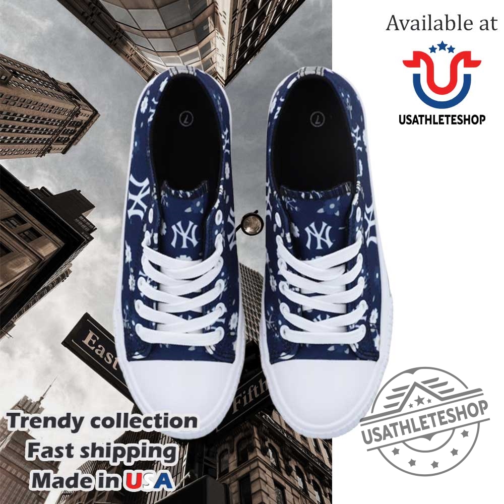 New York Yankees Floral Low Top Sneakers Cute Canvas Baseball Shoes For Women And Girls 7 New York Yankees Floral Low Top Sneakers – Cute Canvas Baseball Shoes for Women and Girls