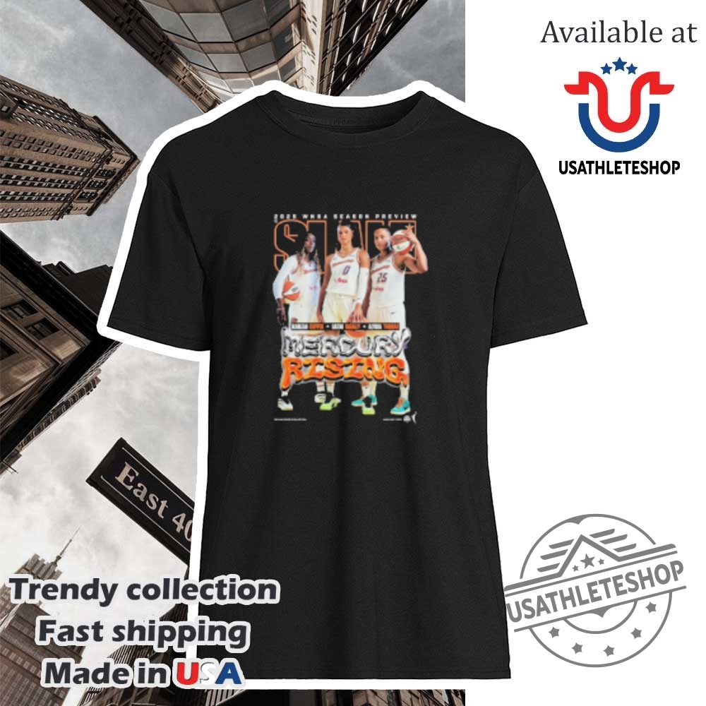 "Top WNBA and NBA Playoff T-Shirts for 2025 Season Preview" 4 Kahleah Copper Satou Sabally And Alyssa Thomas Phoenix Mercury Slam 2025 Wnba Season Preview Mercury Rising Tshirts