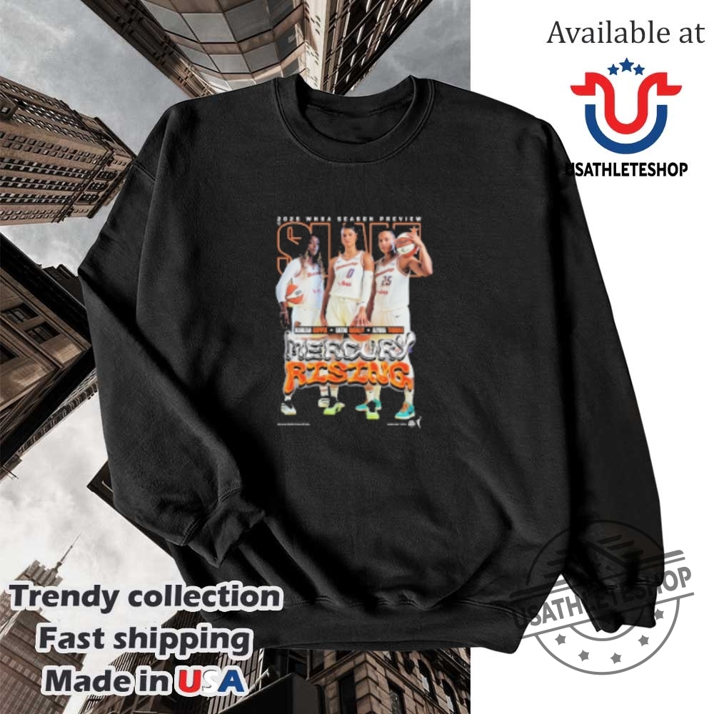 Kahleah Copper Satou Sabally And Alyssa Thomas Phoenix Mercury Slam 2025 Wnba Season Preview Mercury Rising Tshirts 5 Kahleah Copper Satou Sabally And Alyssa Thomas Phoenix Mercury SLAM 2025 WNBA Season Preview Mercury Rising T-shirts