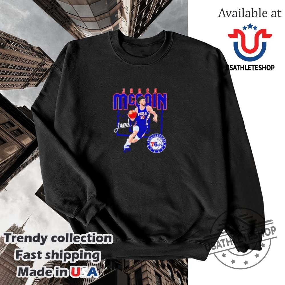Jared Mccain Philadelphia 76Ers Player Signature Shattered Shirt 5 Jared McCain Philadelphia 76ers player signature shattered shirt