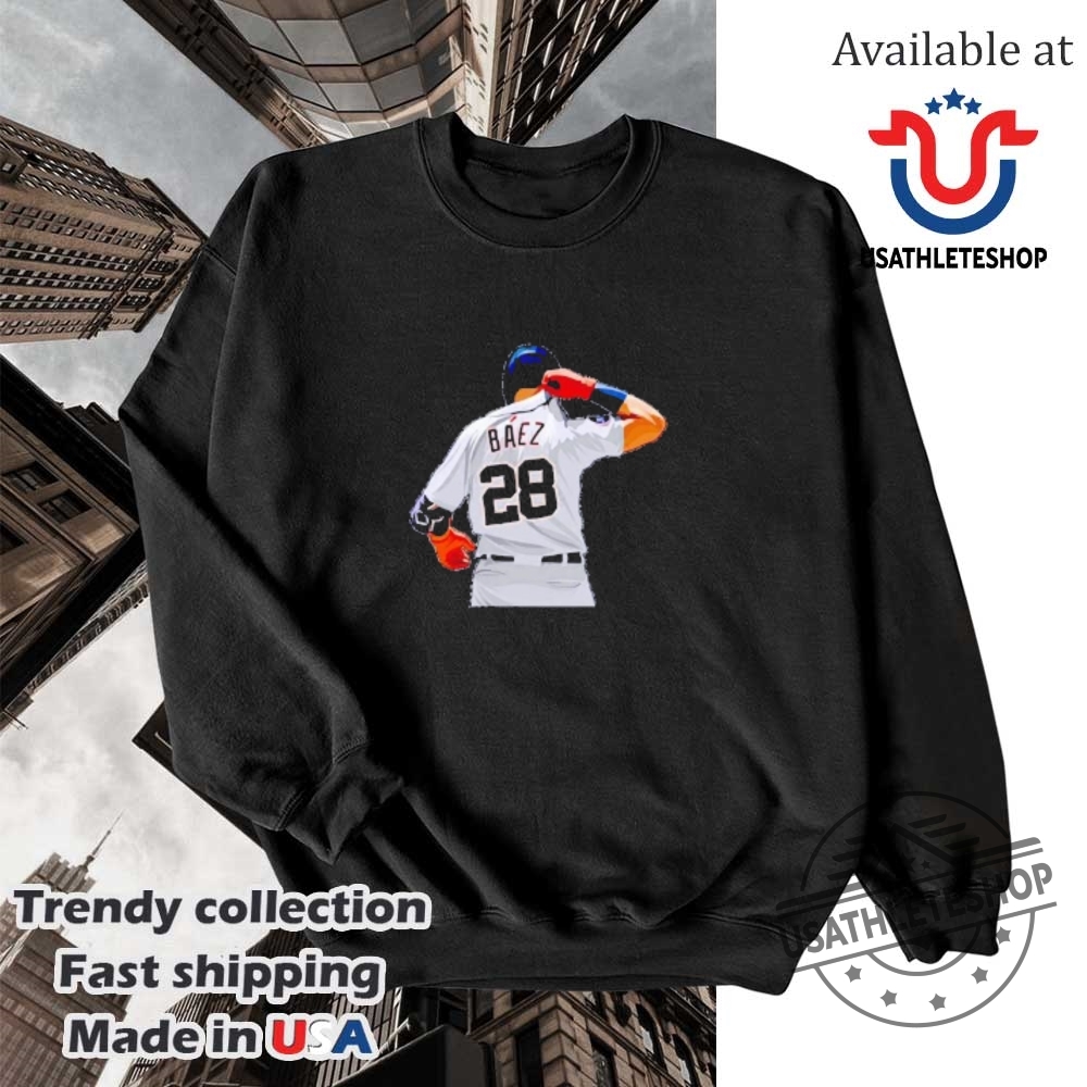 Javier Báez Detroit Tigers Shown From The Back In A Confident Shirt 5 Javier Báez Detroit Tigers shown from the back in a confident shirt