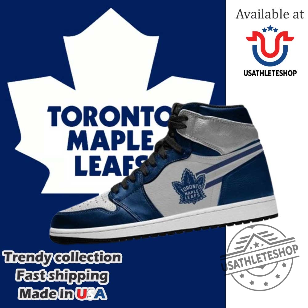 Nhl Toronto Maple Leafs Blue White Air Jordan 1 High Sneakers 4 NHL Toronto Maple Leafs Blue White Air Jordan 1 High Sneakers