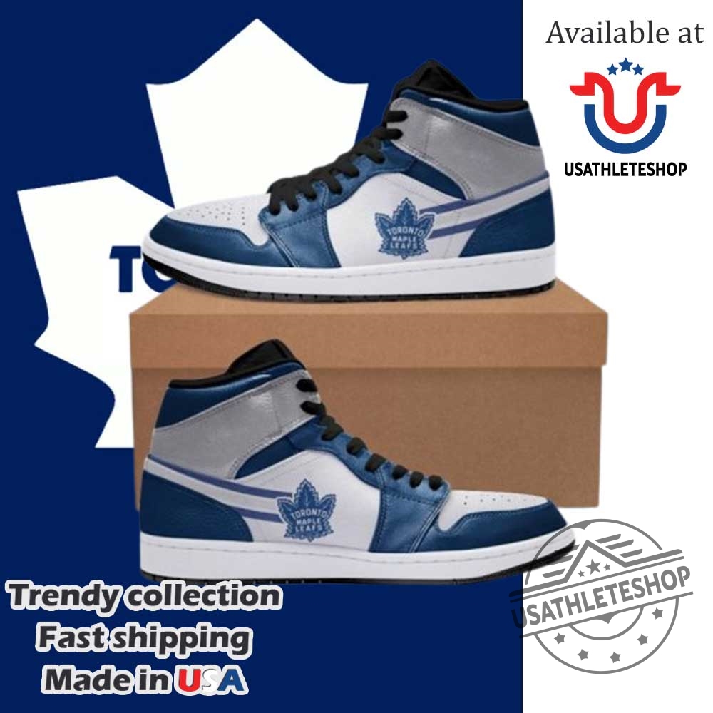 Nhl Toronto Maple Leafs Blue White Air Jordan 1 High Sneakers 5 NHL Toronto Maple Leafs Blue White Air Jordan 1 High Sneakers