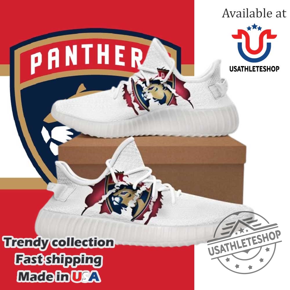 "Top Custom Sneakers for Toronto Maple Leafs & NHL Fans" 7 Nhl Florida Panthers Tearing Open Logo Yeezy Boost Sneakers White Sole