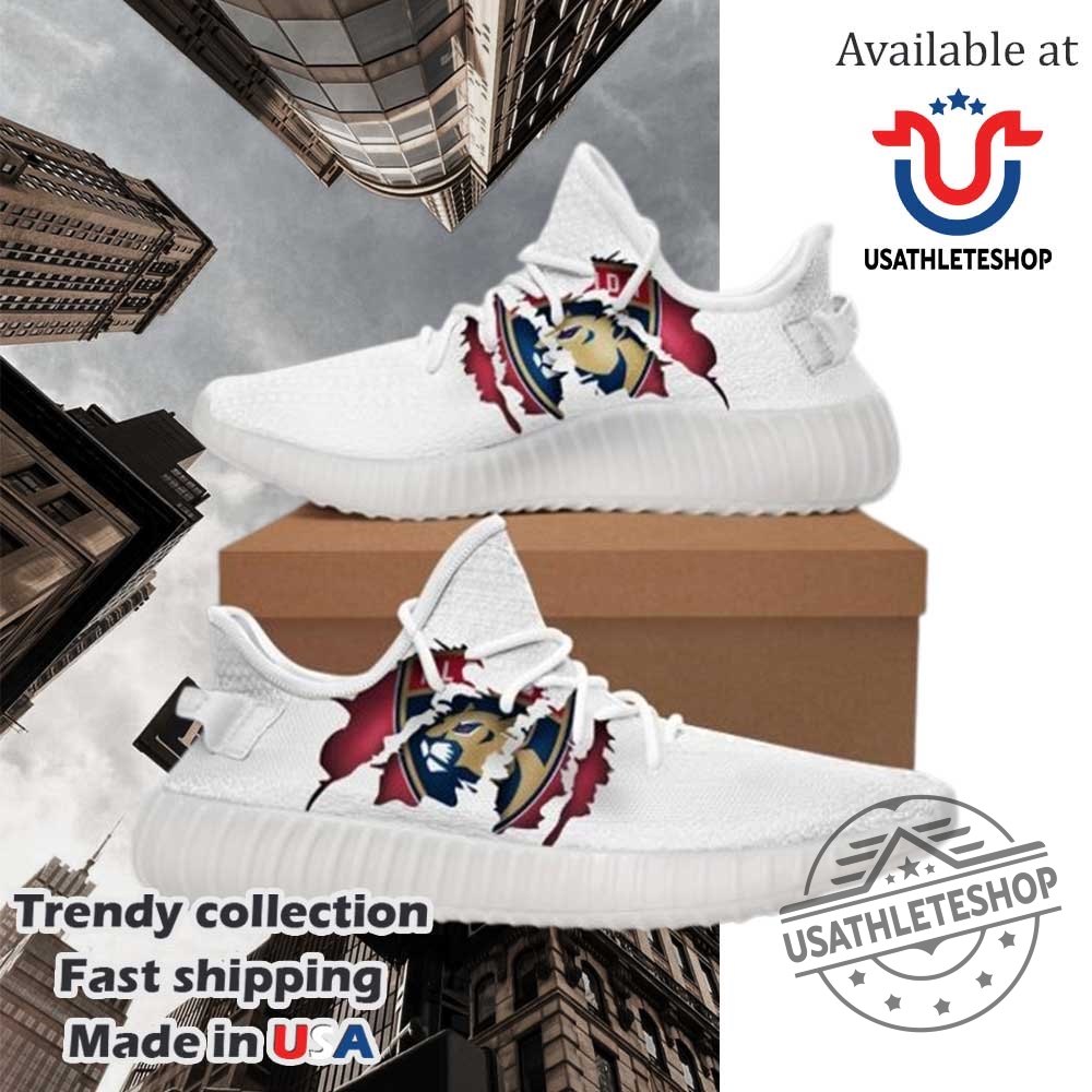Nhl Florida Panthers Tearing Open Logo Yeezy Boost Sneakers White Sole 3 NHL Florida Panthers Tearing Open Logo Yeezy Boost Sneakers White Sole