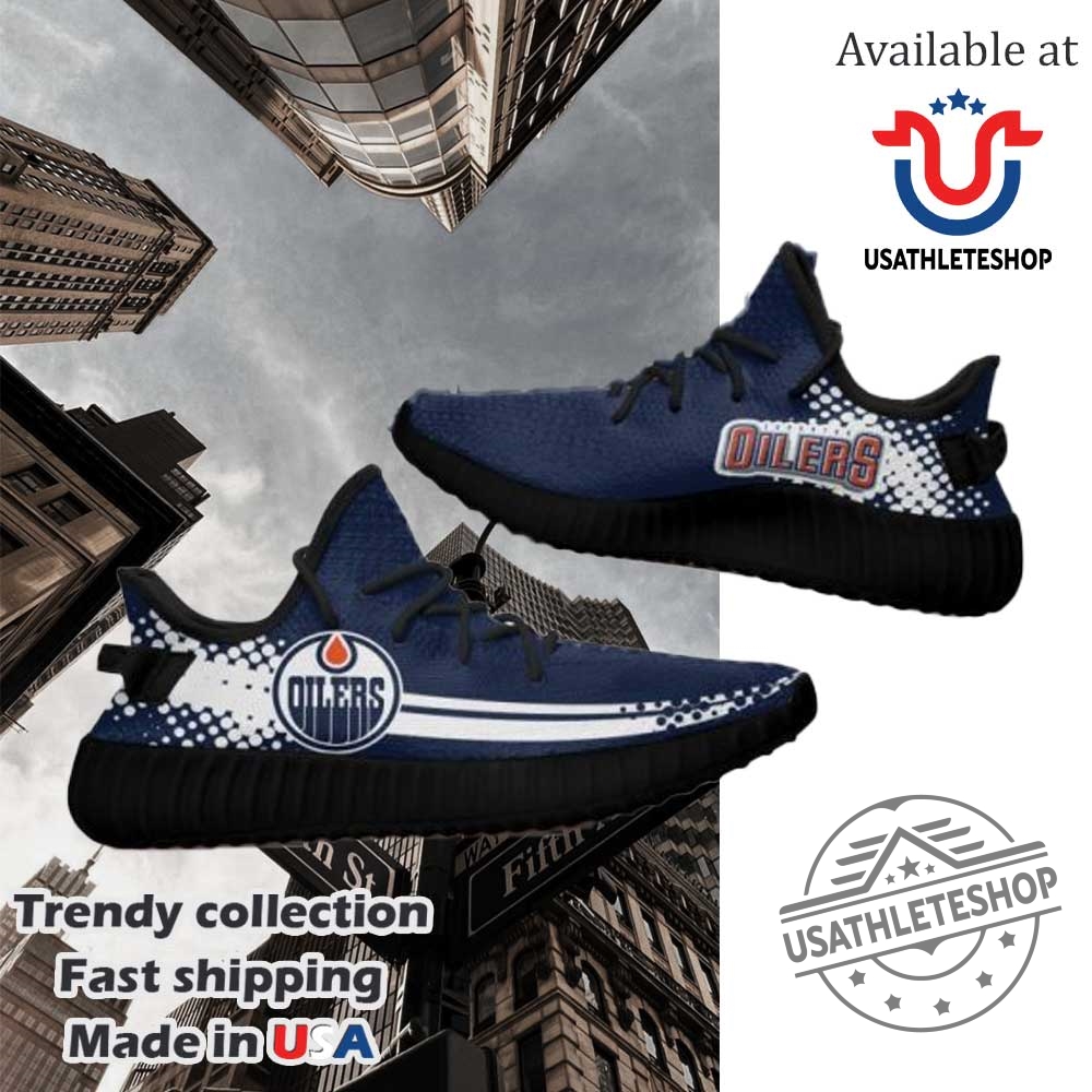 Nhl Edmonton Oilers Navy Blue White Yeezy Boost Sneakers Black Sole 3 NHL Edmonton Oilers Navy Blue White Yeezy Boost Sneakers Black Sole