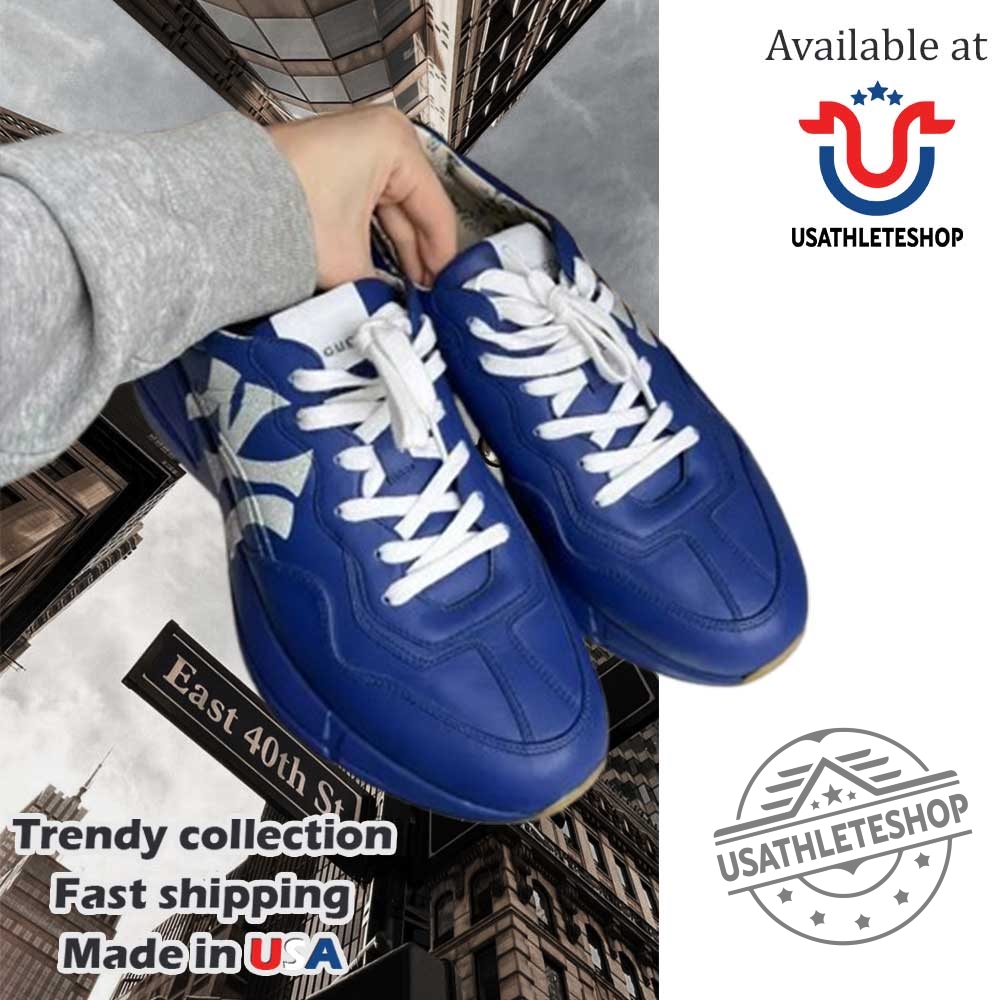 "Top 5 Vintage and Custom New York Yankees Sneakers for Fans" 2 Vintage Gucci Mens Rhyton Sneakers With Ny Yankees Print