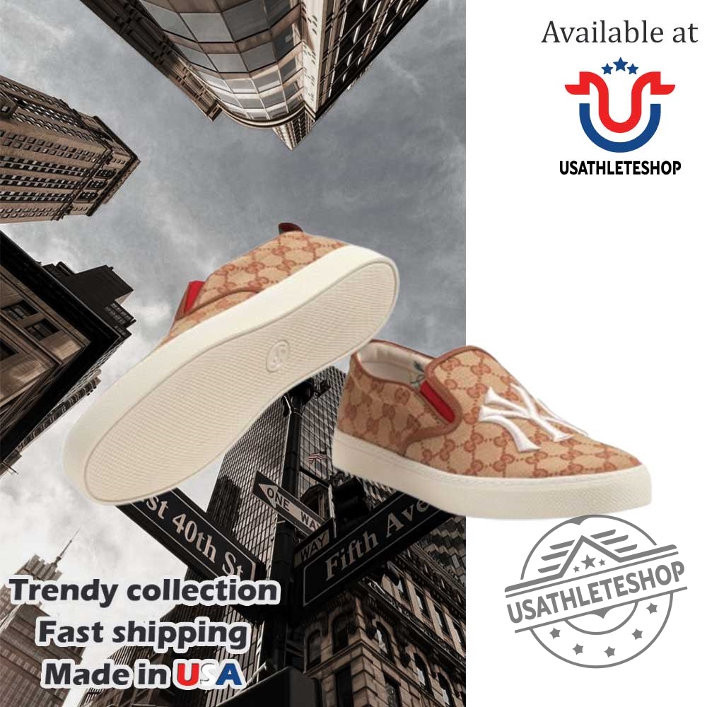 "Top 5 Vintage and Custom New York Yankees Sneakers for Fans" 3 Gucci X Mlb Yankees Slipon Sneakers Brown Gg Canvas Casual Shoes For Men And Women