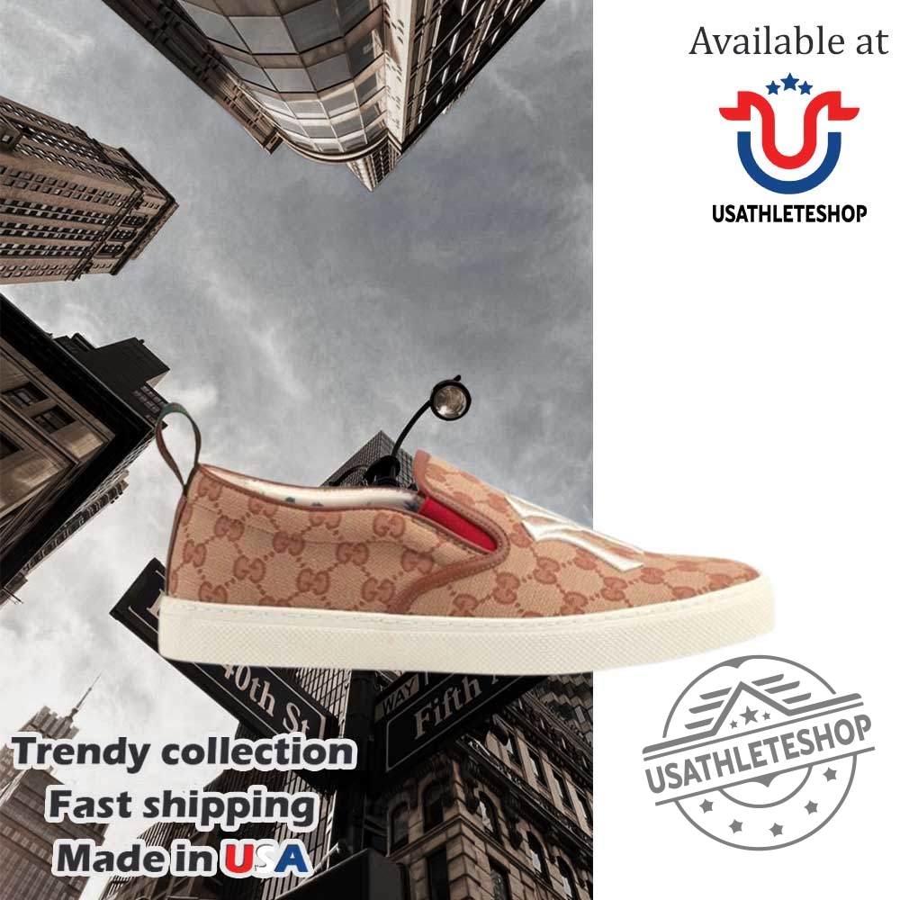 Gucci X Mlb Yankees Slipon Sneakers Brown Gg Canvas Casual Shoes For Men And Women 4 Gucci x MLB Yankees Slip-On Sneakers – Brown GG Canvas Casual Shoes for Men and Women