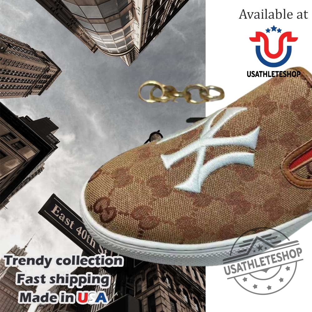 Gucci X Mlb Yankees Slipon Sneakers Brown Gg Canvas Casual Shoes For Men And Women 5 Gucci x MLB Yankees Slip-On Sneakers – Brown GG Canvas Casual Shoes for Men and Women