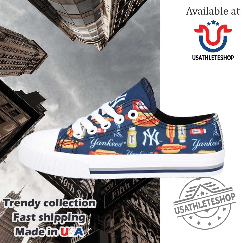 New York Yankees Foco Food Print Low Top Canvas Sneakers 3 New York Yankees FOCO Food Print Low Top Canvas Sneakers