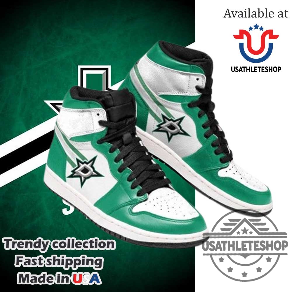 Dallas Stars Custom Hightop Sneakers Green White Hockey Fan Shoes For Men And Women 3 Dallas Stars Custom HighTop Sneakers – Green White Hockey Fan Shoes for Men and Women
