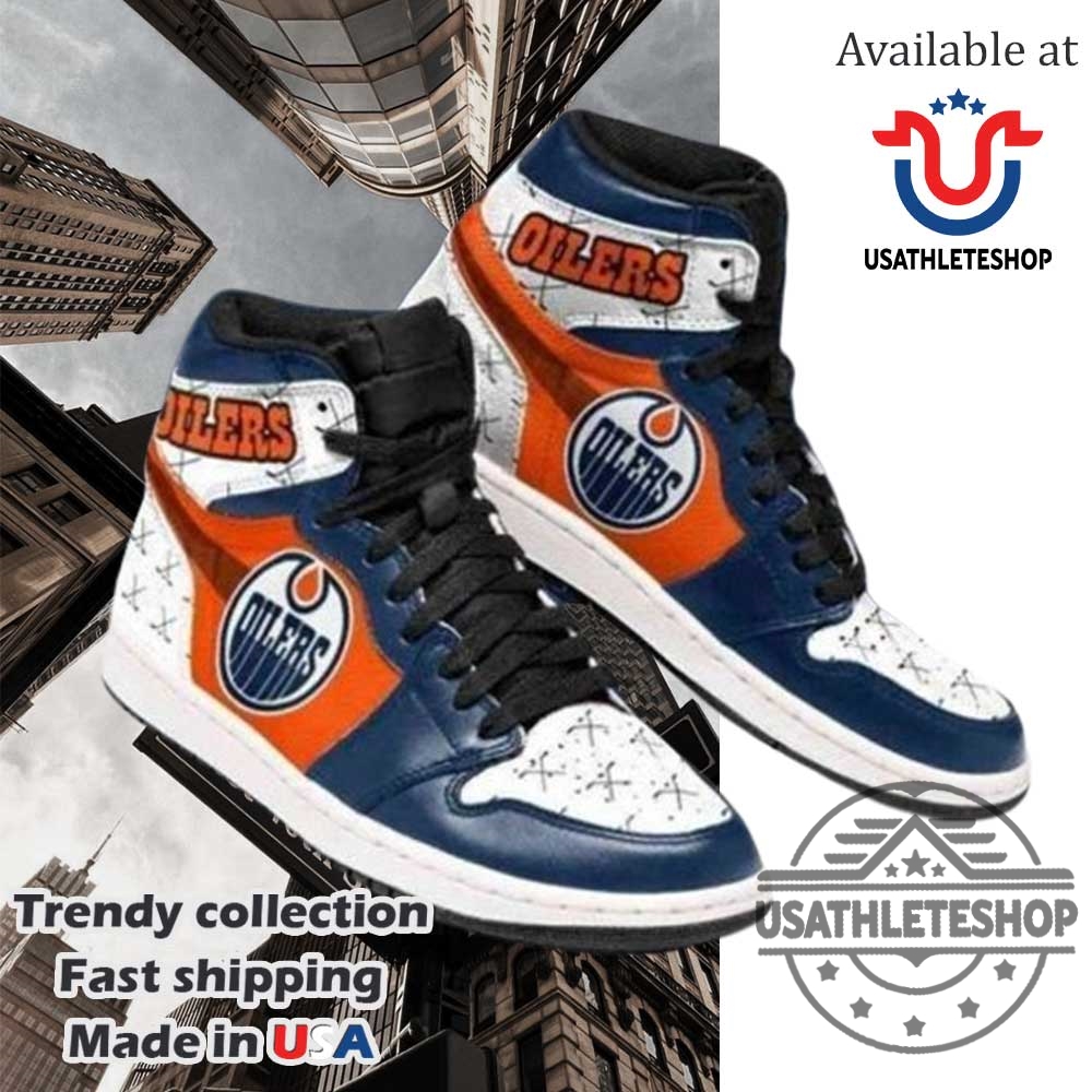 "Custom NHL Sneakers: Support Your Team in Style and Comfort" 6 Edmonton Oilers Custom Hightop Sneakers Navy Orange Hockey Fan Shoes For Men And Women