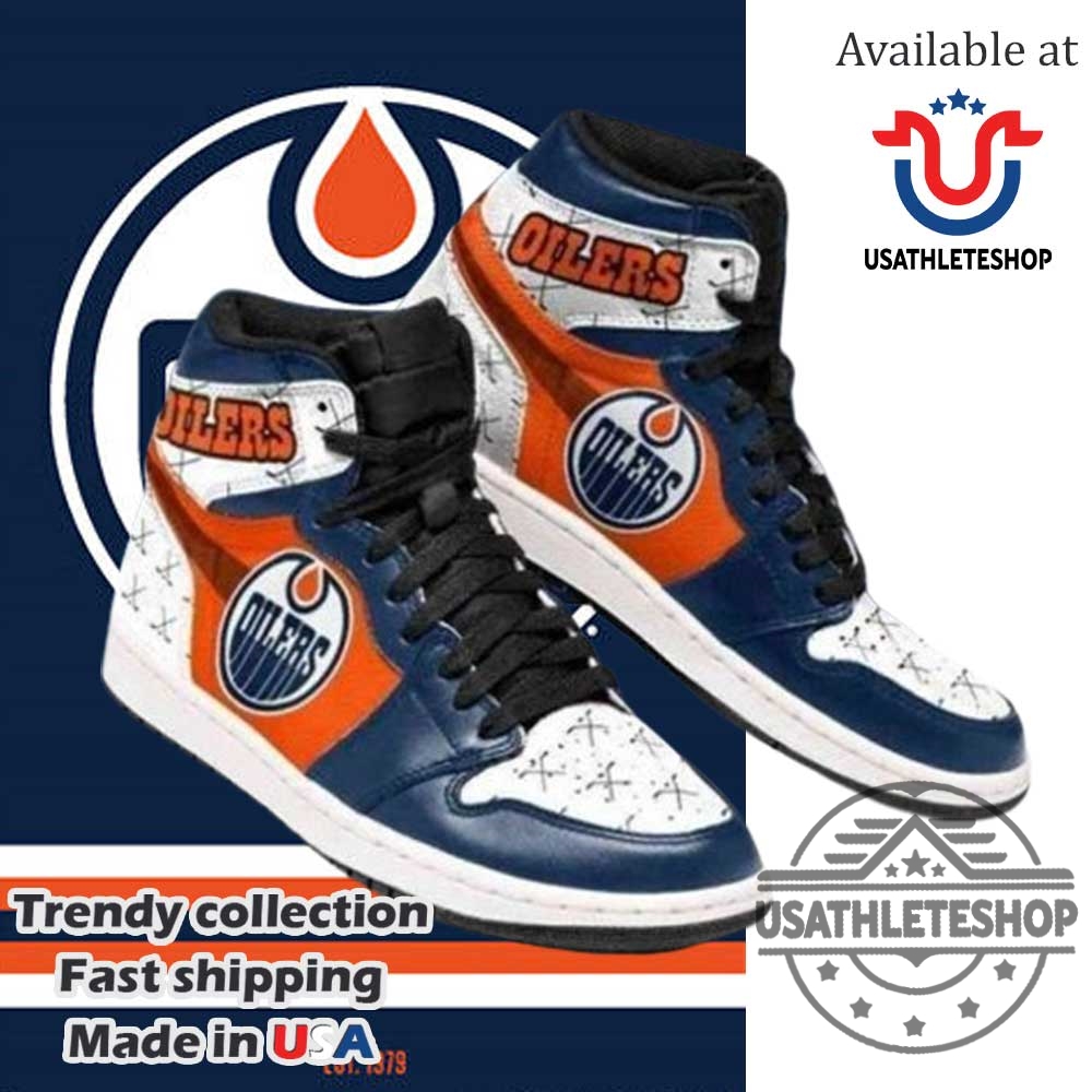 Edmonton Oilers Custom Hightop Sneakers Navy Orange Hockey Fan Shoes For Men And Women 3 Edmonton Oilers Custom HighTop Sneakers – Navy Orange Hockey Fan Shoes for Men and Women