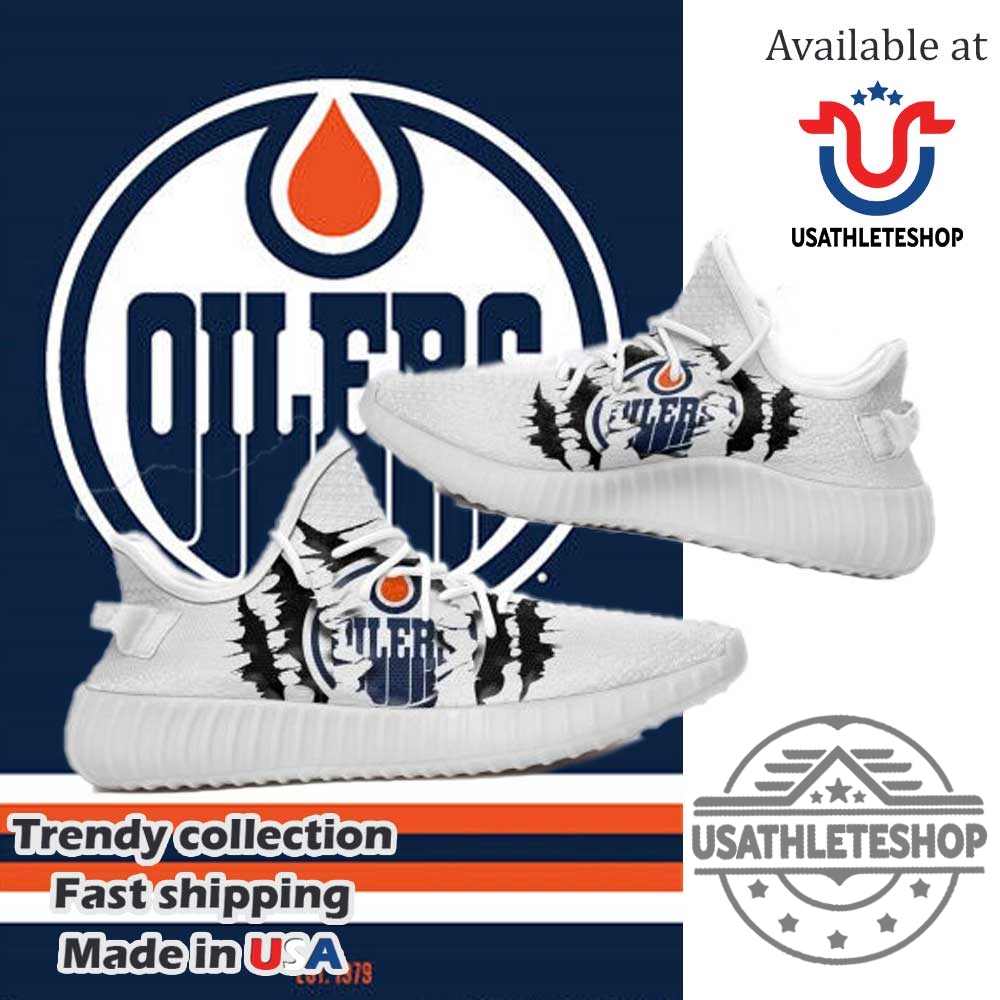 Nhl Edmonton Oilers Tearing Open Logo Yeezy Boost Sneakers White Sole 3 NHL Edmonton Oilers Tearing Open Logo Yeezy Boost Sneakers White Sole