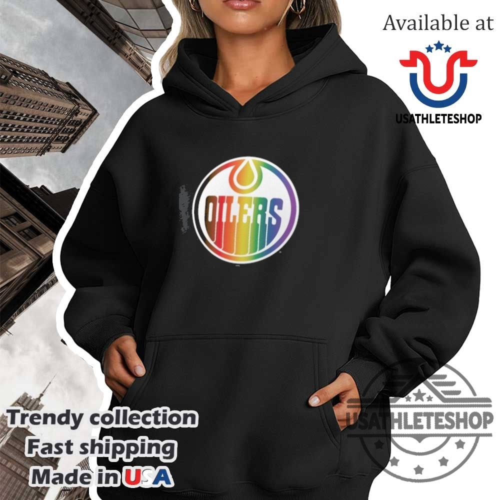 Edmonton Oilers Black Oilers Pride Tshirt 4 Edmonton Oilers Black Oilers Pride T-Shirt
