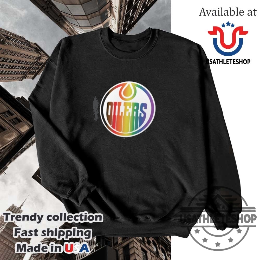 Edmonton Oilers Black Oilers Pride Tshirt 5 Edmonton Oilers Black Oilers Pride T-Shirt