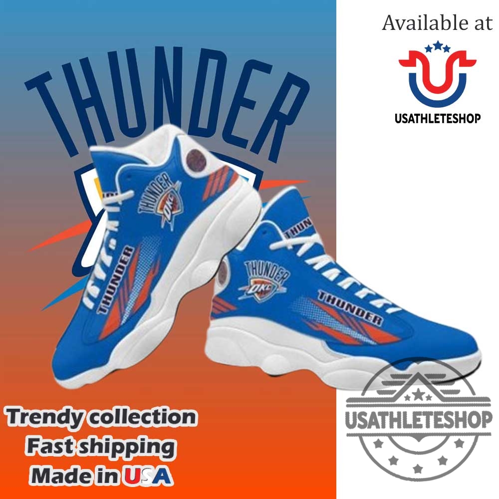 Oklahoma City Thunder Air Jordan 13 Sneakers Blue Orange Custom Nba Shoes 6 Oklahoma City Thunder Air Jordan 13 Sneakers – Blue Orange Custom NBA Shoes