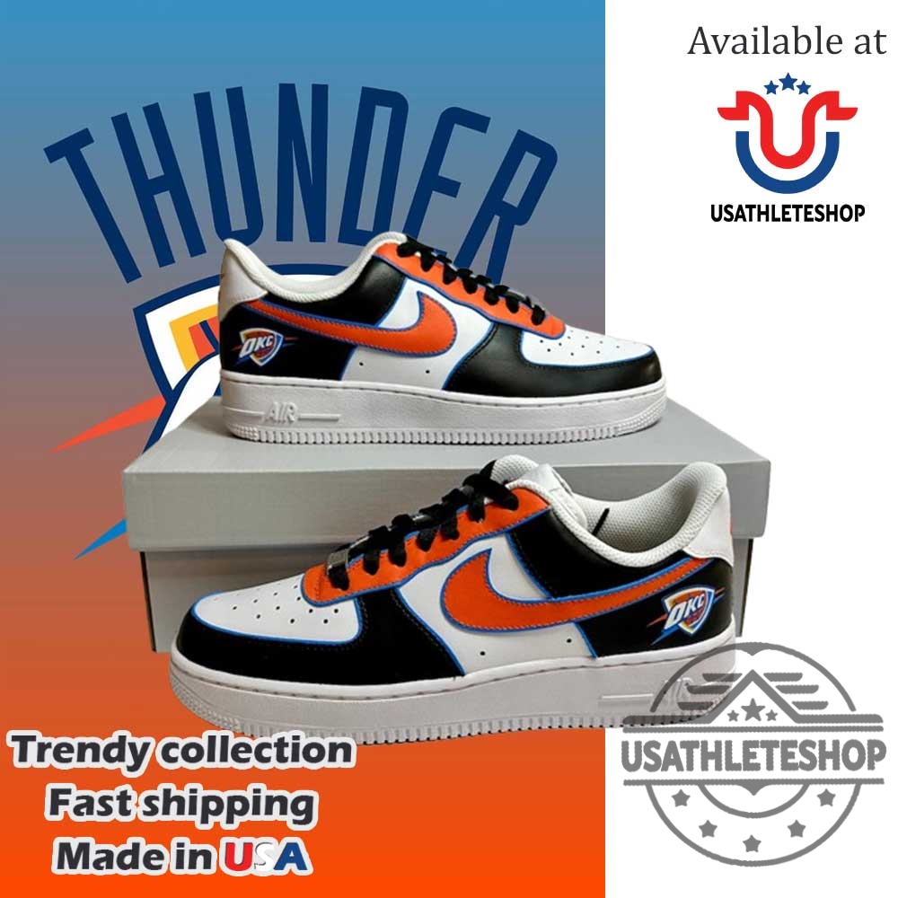 "Top NBA Fan Sneakers: Thunder and Timberwolves Custom Shoe Trends" 4 Okc Thunder Air Force 1 Sneakers Custom Nba Basketball Shoes For Men Women