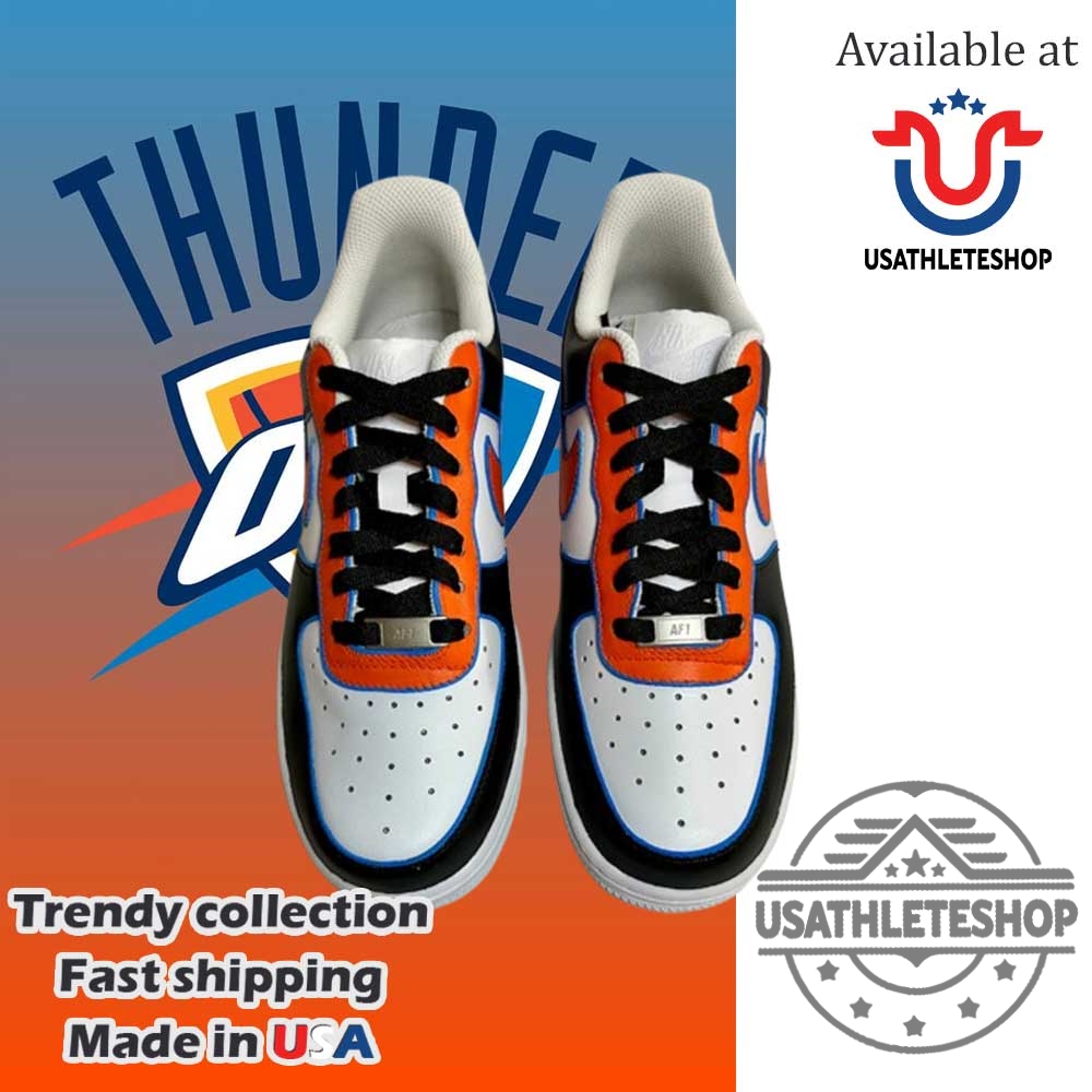 Okc Thunder Air Force 1 Sneakers Custom Nba Basketball Shoes For Men Women 6 OKC Thunder Air Force 1 Sneakers – Custom NBA Basketball Shoes for Men Women