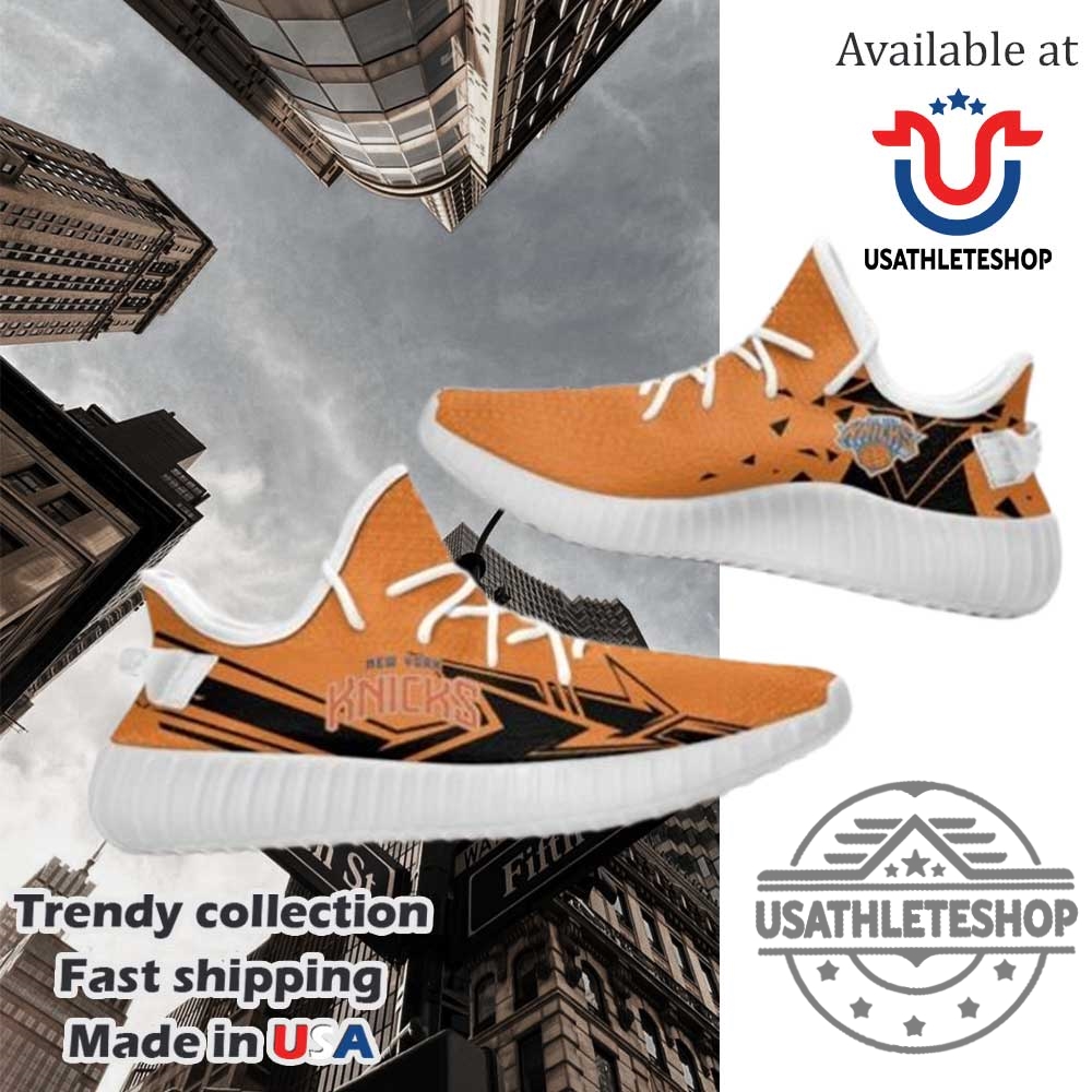 "Top NBA Fan Sneakers: Thunder and Timberwolves Custom Shoe Trends" 10 New York Knicks Yeezy Boost Sneakers Orange Black Arrow Style With White Sole