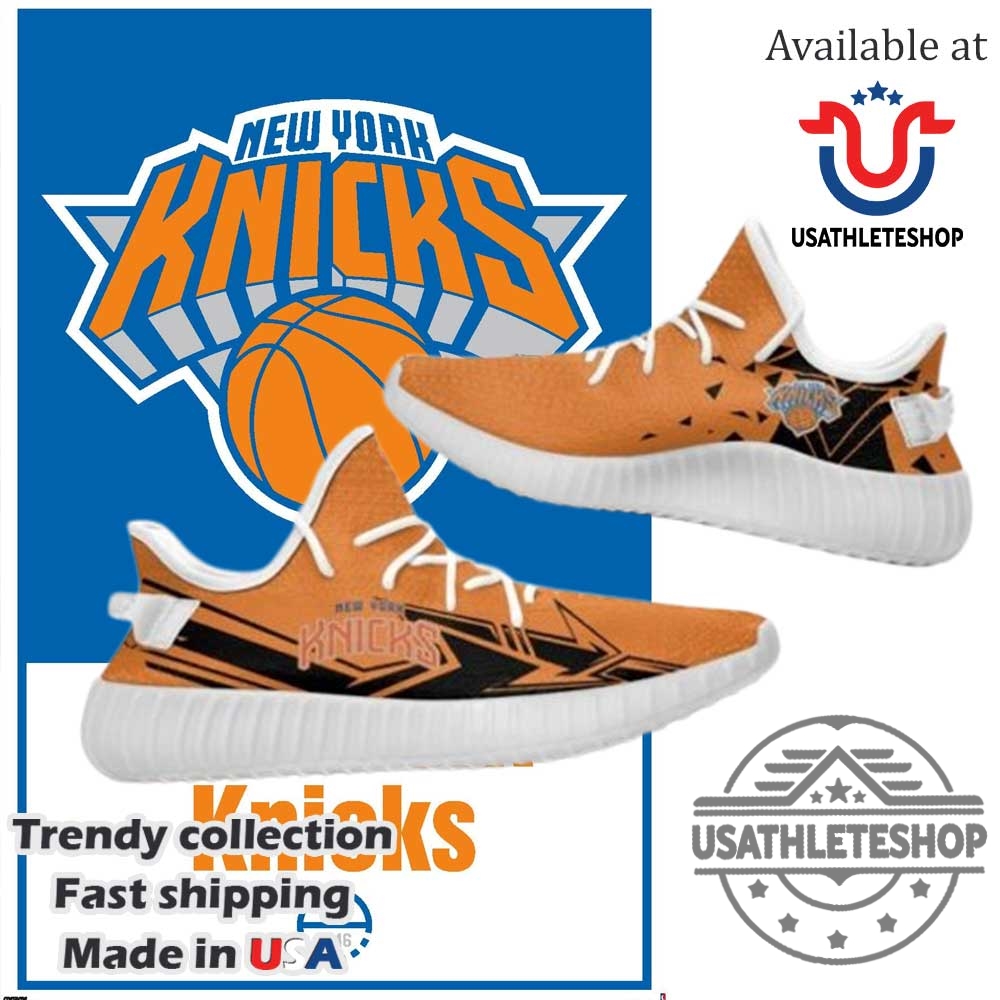 New York Knicks Yeezy Boost Sneakers Orange Black Arrow Style With White Sole 3 New York Knicks Yeezy Boost Sneakers – Orange Black Arrow Style with White Sole