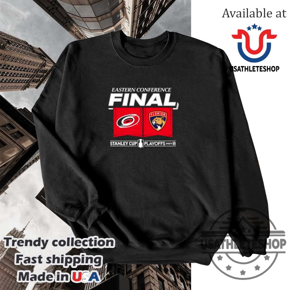 Carolina Hurricanes Vs. Florida Panthers 2025 Stanley Cup Playoffs Eastern Conference Finals Matchup Center Ice Shirt 5 Carolina Hurricanes vs. Florida Panthers 2025 Stanley Cup Playoffs Eastern Conference Finals Matchup Center Ice shirt