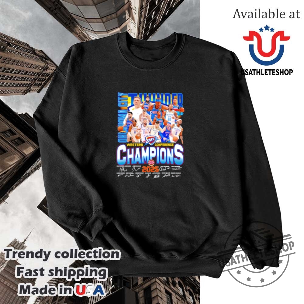 Oklahoma City Thunder Western Conference Champions 2025 Players Signatures Shirt 5 Oklahoma City Thunder Western Conference Champions 2025 players signatures shirt