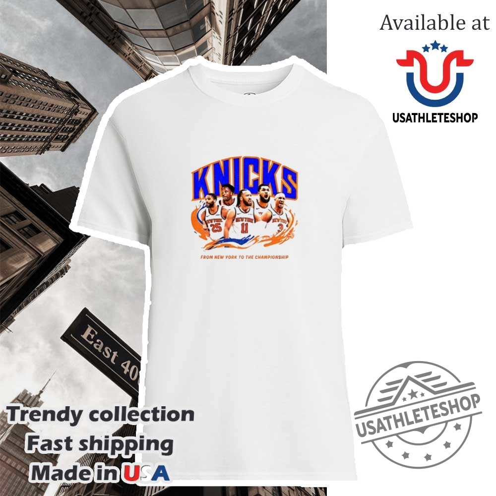 "Shop 2025 Oklahoma City Thunder and Knicks NBA Playoffs T-Shirts" 11 New York Knicks Road To Nba Finals 2025 From New York To The Championship Shirt