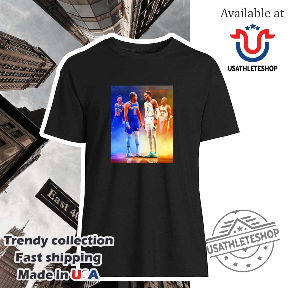"Shop 2025 Oklahoma City Thunder and Knicks NBA Playoffs T-Shirts" 12 Kevin Pritchard Pacers Vs Jalen Brunson Knicks 2025 Eastern Conference Finals Shirt