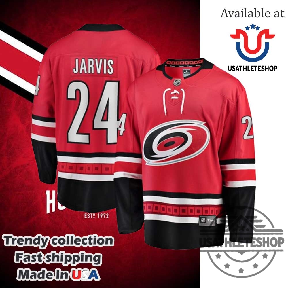 Carolina Hurricanes Seth Jarvis Red Home Breakaway Jersey 5 Carolina Hurricanes Seth Jarvis Red Home Breakaway Jersey