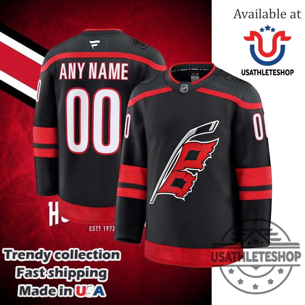 Carolina Hurricanes Fanatics Black Away Premium Custom Jersey 5 Carolina Hurricanes Fanatics Black Away Premium Custom Jersey