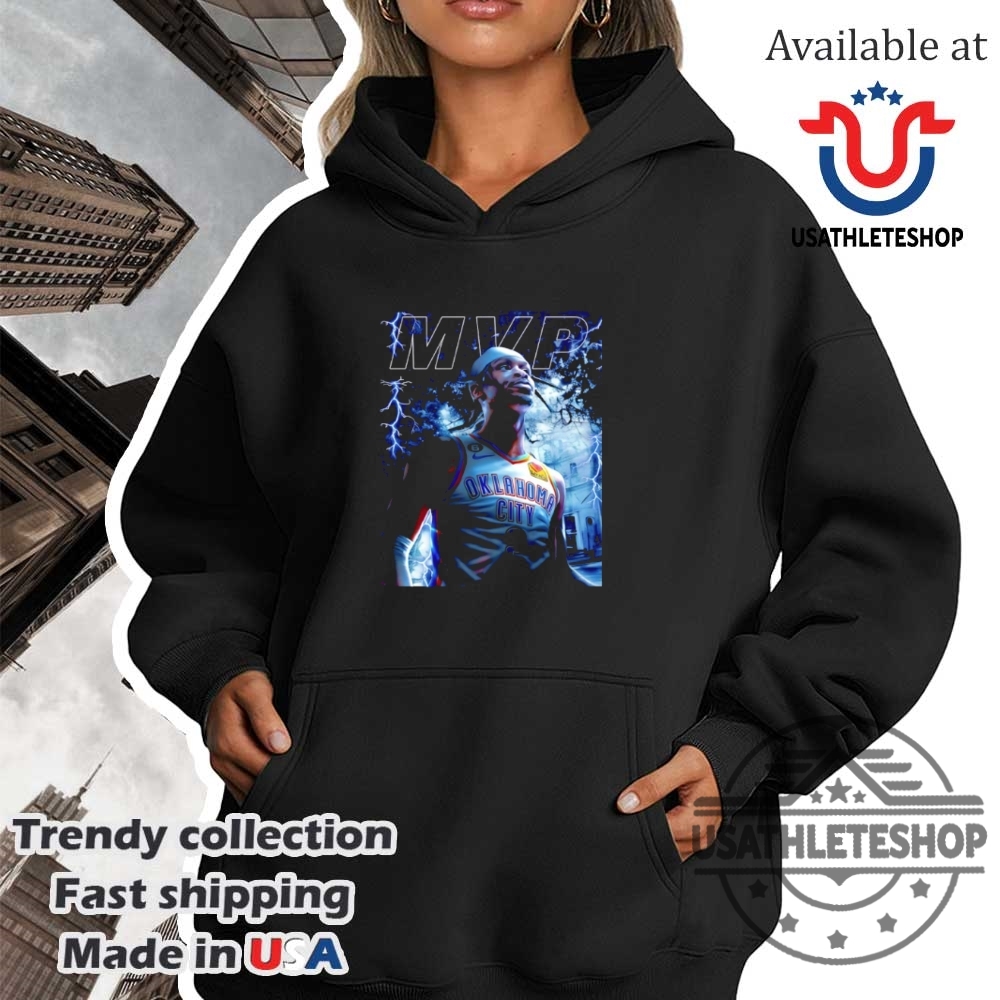 Mvp 2025 Nba Shai Gilgeousalexander Lightning Shirt 4 MVP 2025 NBA Shai Gilgeous-Alexander lightning shirt