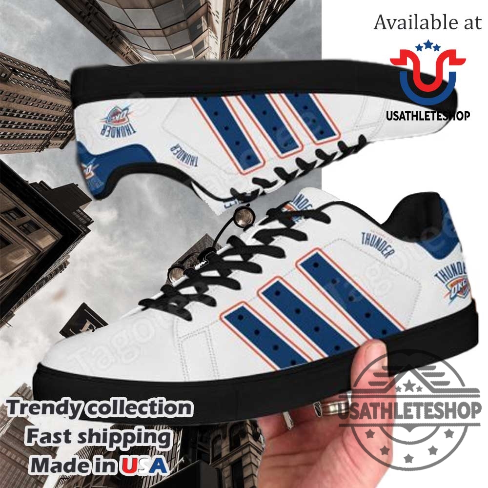 Oklahoma City Thunder Stan Smith Shoes White Navy Black Sole 3 Oklahoma City Thunder Stan Smith Shoes – White Navy Black Sole