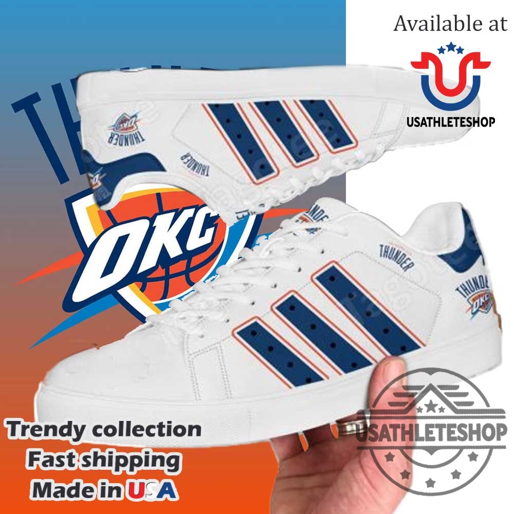 Oklahoma City Thunder Stan Smith Shoes White Navy White Sole 3 Oklahoma City Thunder Stan Smith Shoes – White Navy White Sole