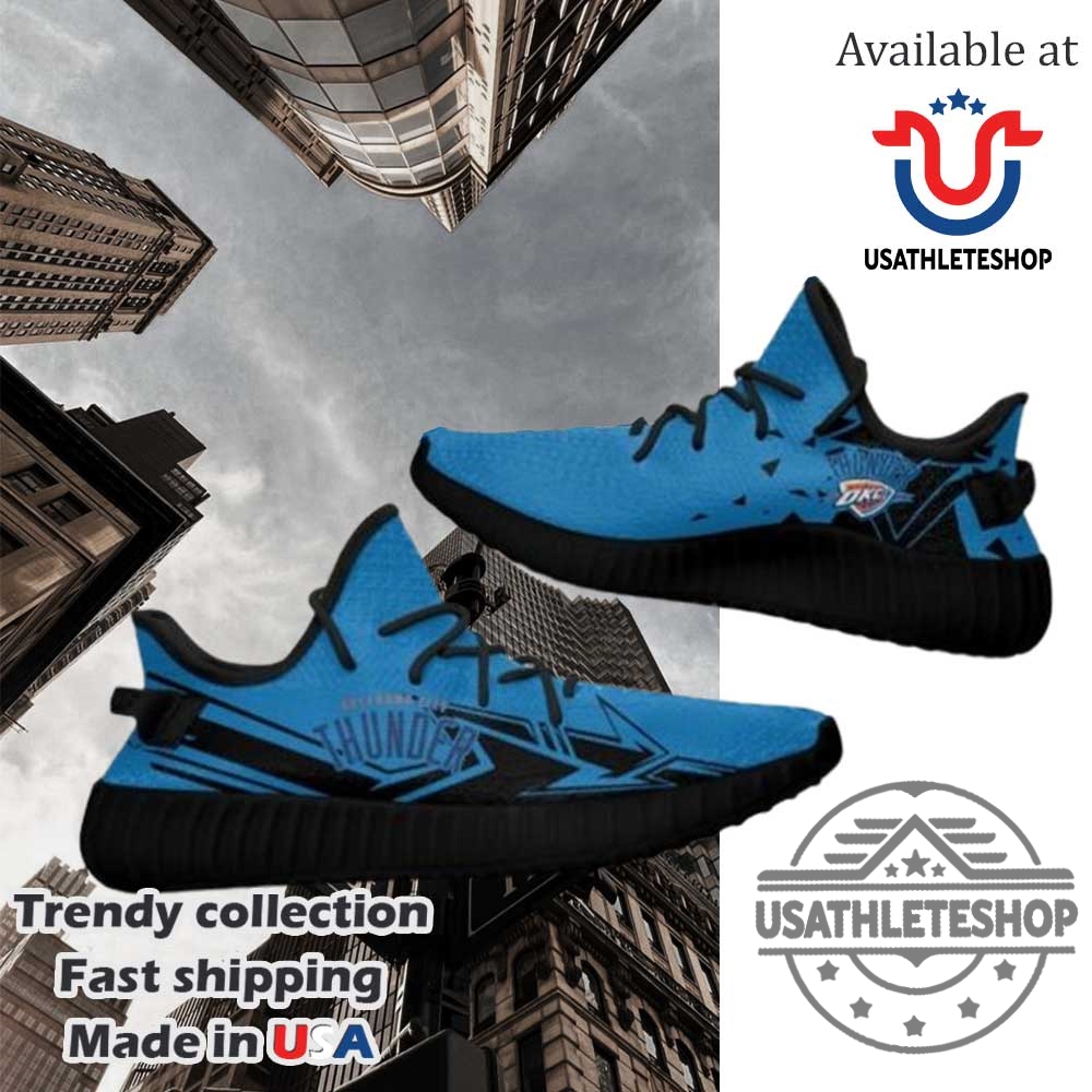 "Shop the Latest Oklahoma City Thunder Sneakers: Stan Smiths & Yeezys" 7 Oklahoma City Thunder Yeezy Boost Blue Black Arrow Black Sole