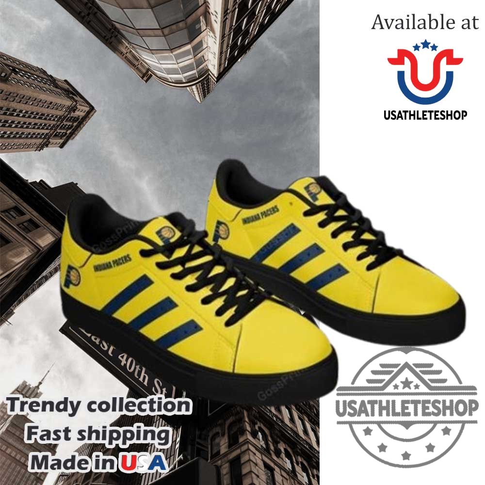 "Shop the Latest Oklahoma City Thunder Sneakers: Stan Smiths & Yeezys" 8 Indiana Pacers Stan Smith Shoes Gold Blue Black Sole