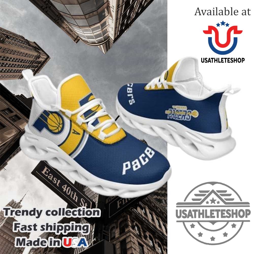 Indiana Pacers Max Soul Running Shoes Blue Gold Design 3 Indiana Pacers Max Soul Running Shoes – Blue Gold Design