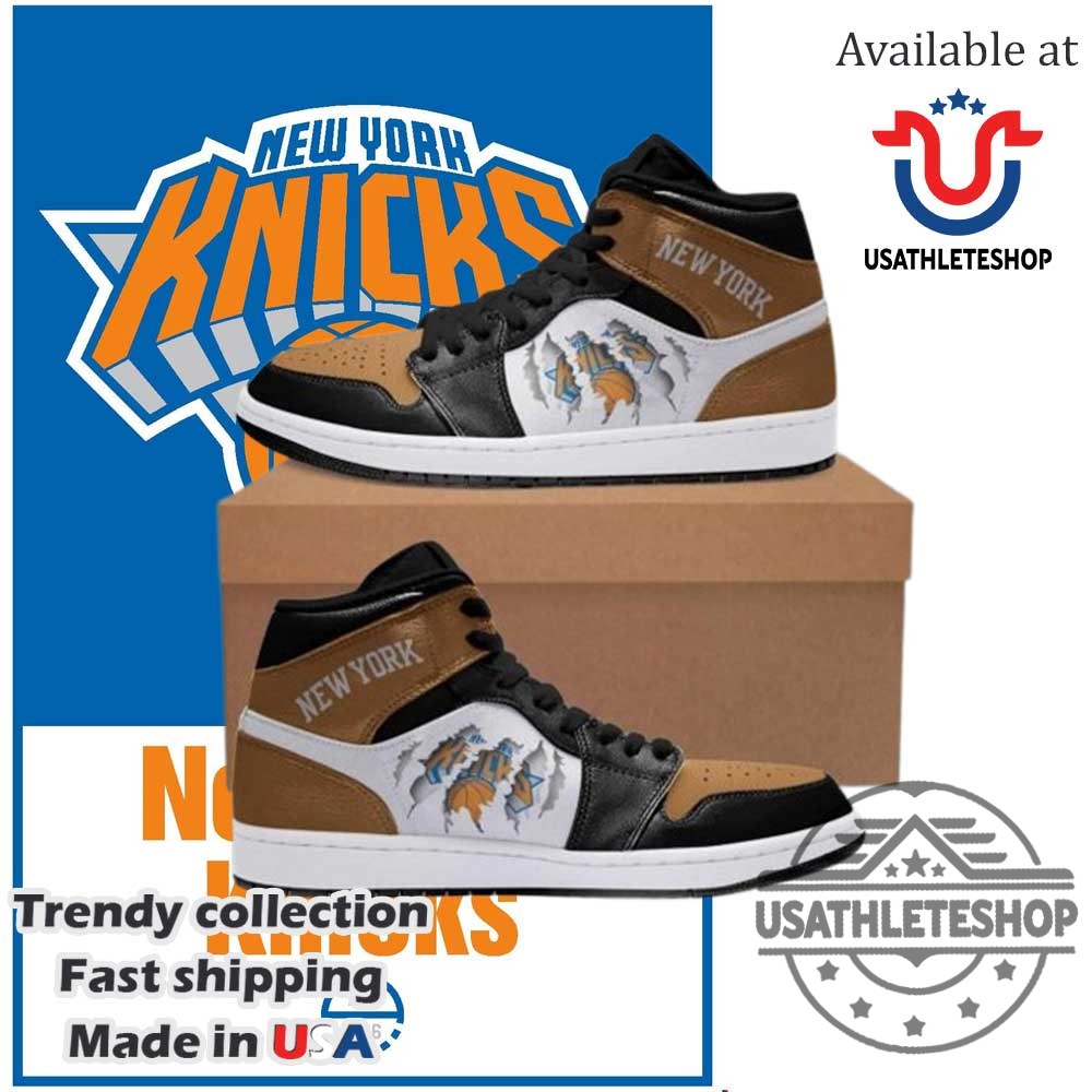 New York Knicks Air Jordan 1 High Brown Black Sneakers 3 New York Knicks Air Jordan 1 High – Brown Black Sneakers