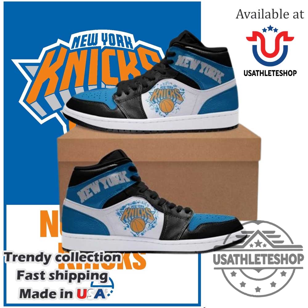 New York Knicks Air Jordan 1 High Black Blue Sneakers 3 New York Knicks Air Jordan 1 High – Black Blue Sneakers