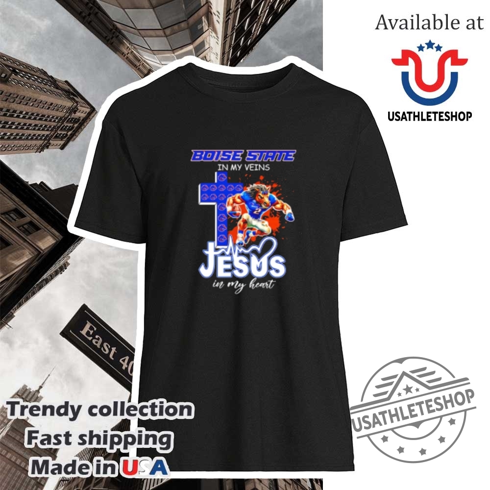 "Top Son Heung-min Shirts: Legendary Tottenham Designs for Fans" 22 Boise State Broncos In My Veins Jesus In My Heart Cross Mascot Shirt